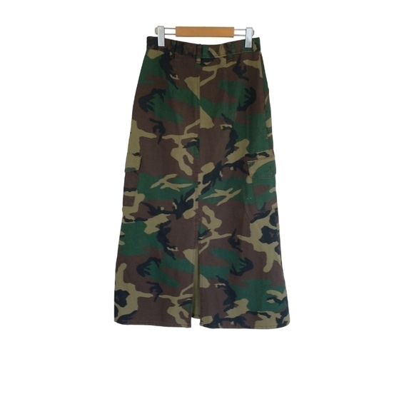 Vintage Western Camo Denim Maxi Skirt with Pockets S M - Picture 4 of 4